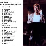 David Bowie – Detroit, First Night, April 20th 1978 – Back