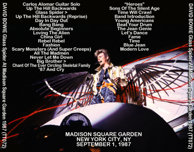 David Bowie 1987-09-01 Madison Square Garden BACK
